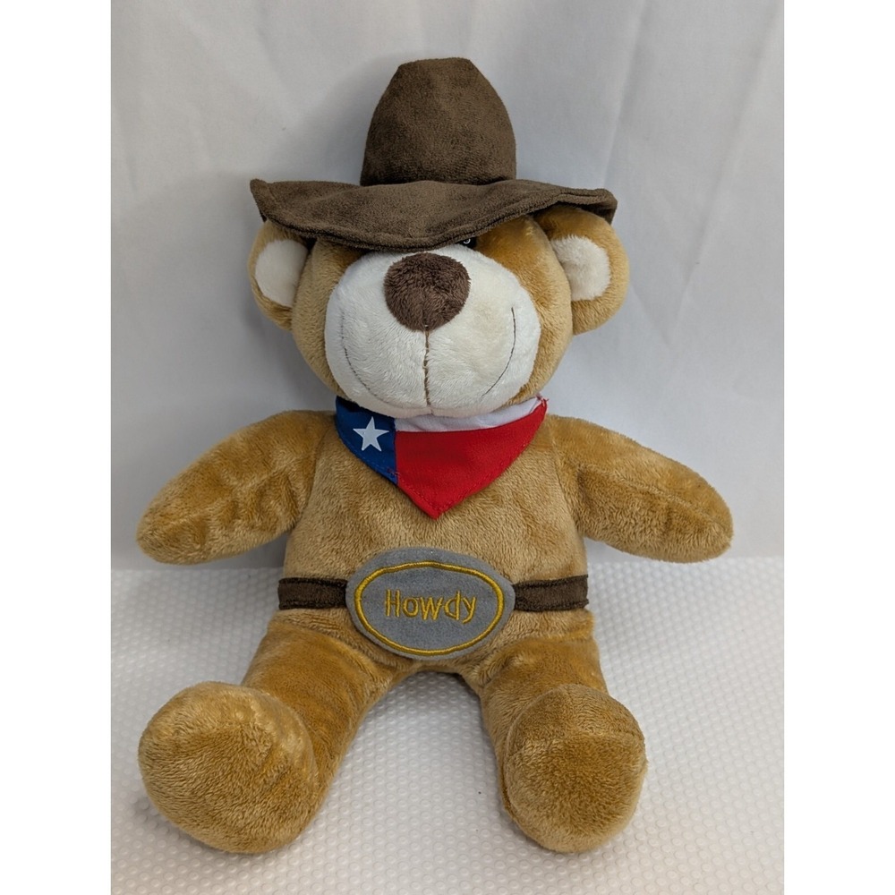 Howdy Bear Plush Brown Cowboy Hat 13 Inch Texas Products Stuffed Animal Toy